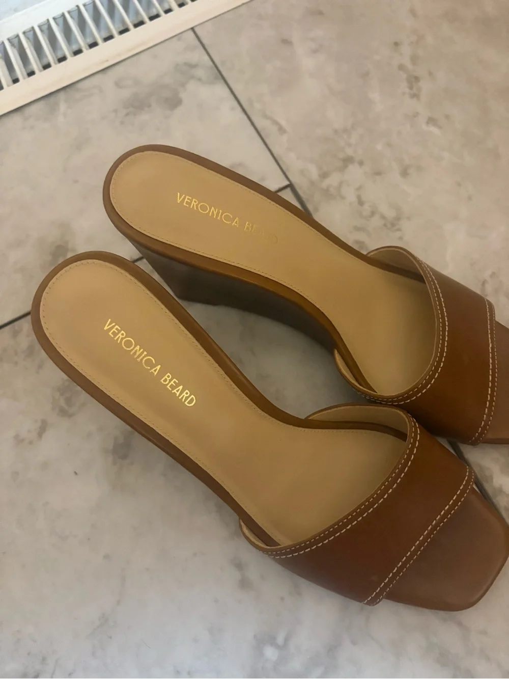 Veronica Beard Ellen Wedge Sandals in Brown